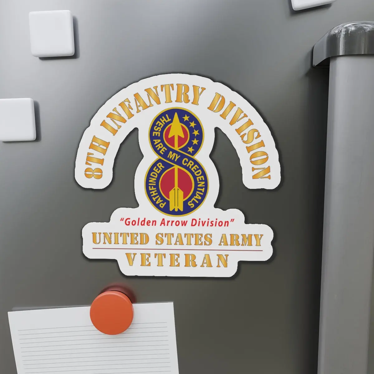 Die-Cut Magnets - Army - Dui - 8Th Infantry Division - Golden Arrow Division - Us Army Veteran X 300 1