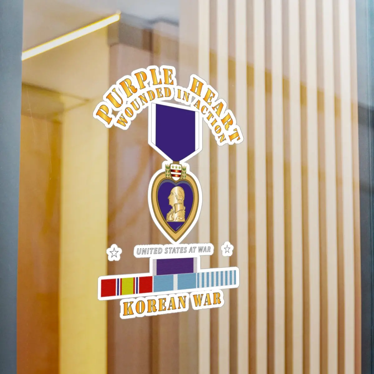 Kiss-Cut Vinyl Decals - Purple Heart - Wia W Korean War W Purple Heart 2