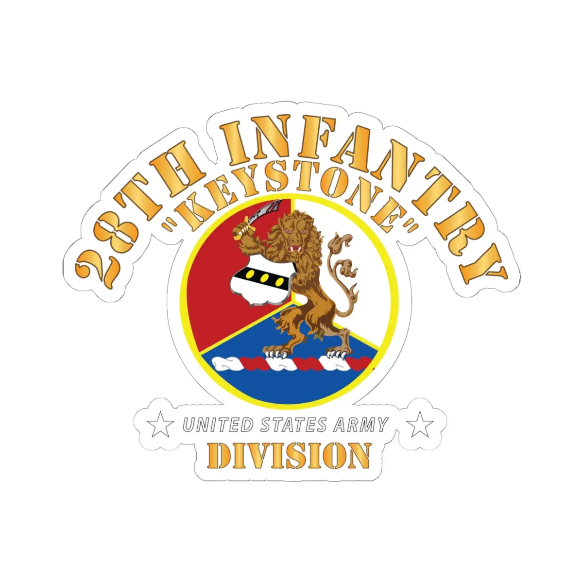 Kiss-Cut Stickers - Army - 28Th Infantry Division - Keystone - Dui Wo Stars 1