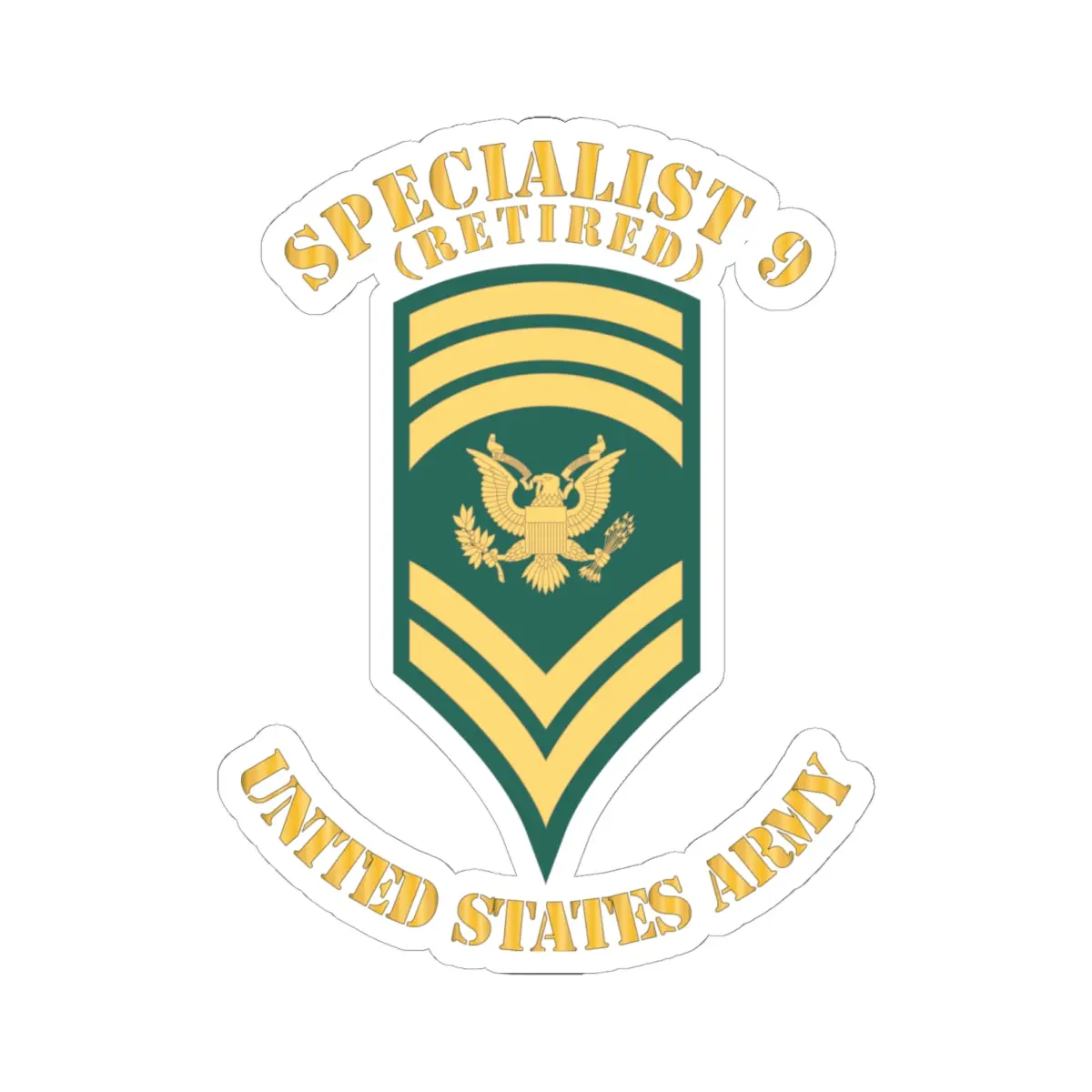 Kiss-Cut Stickers - Army - Enlisted - Spec 9 - Specialist 9 - Std - Veteran X 300 1