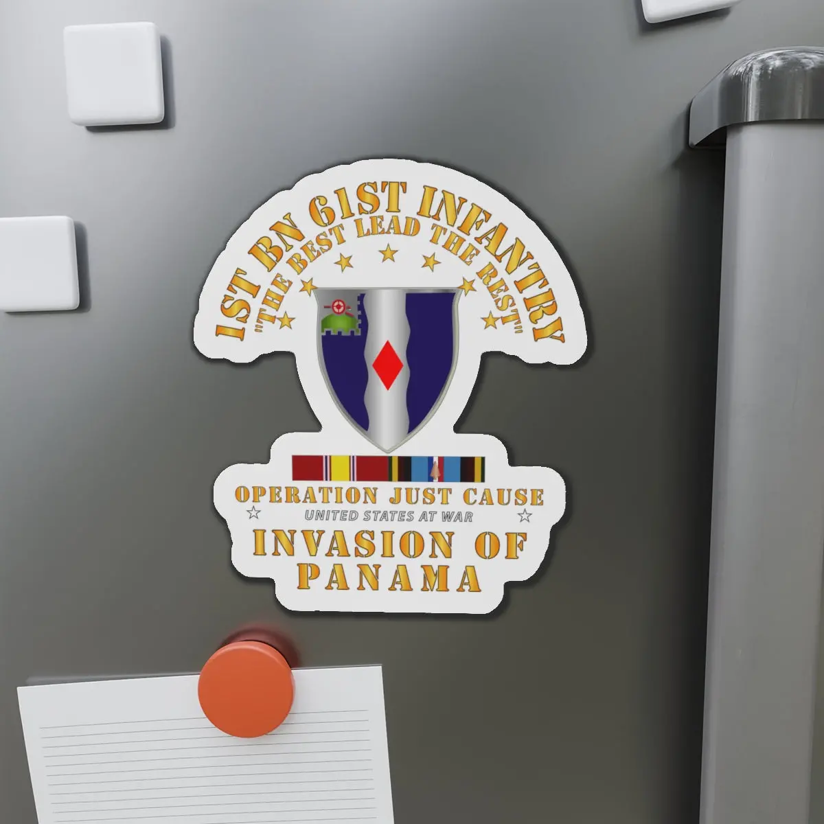 Die-Cut Magnets - Just Cause - 1St Bn 61St Infantry W Svc Ribbons Wo Ds 1