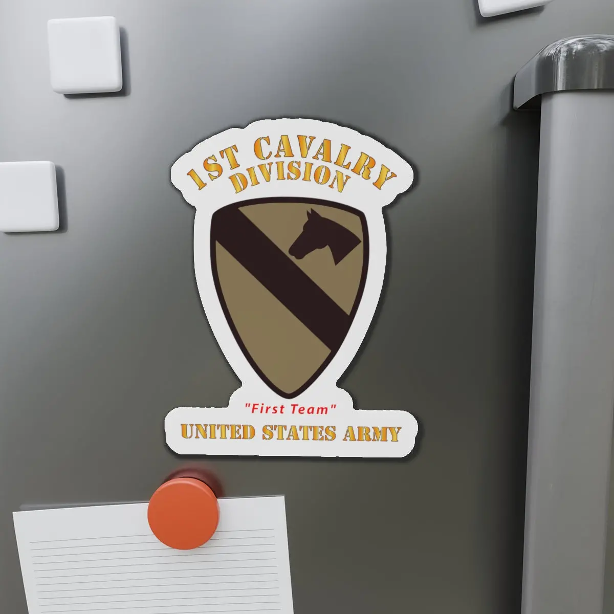 Die-Cut Magnets - Army - Ssi - 1St Cavalry Division - Subdued Desert - First Team - Us Army X 300 1