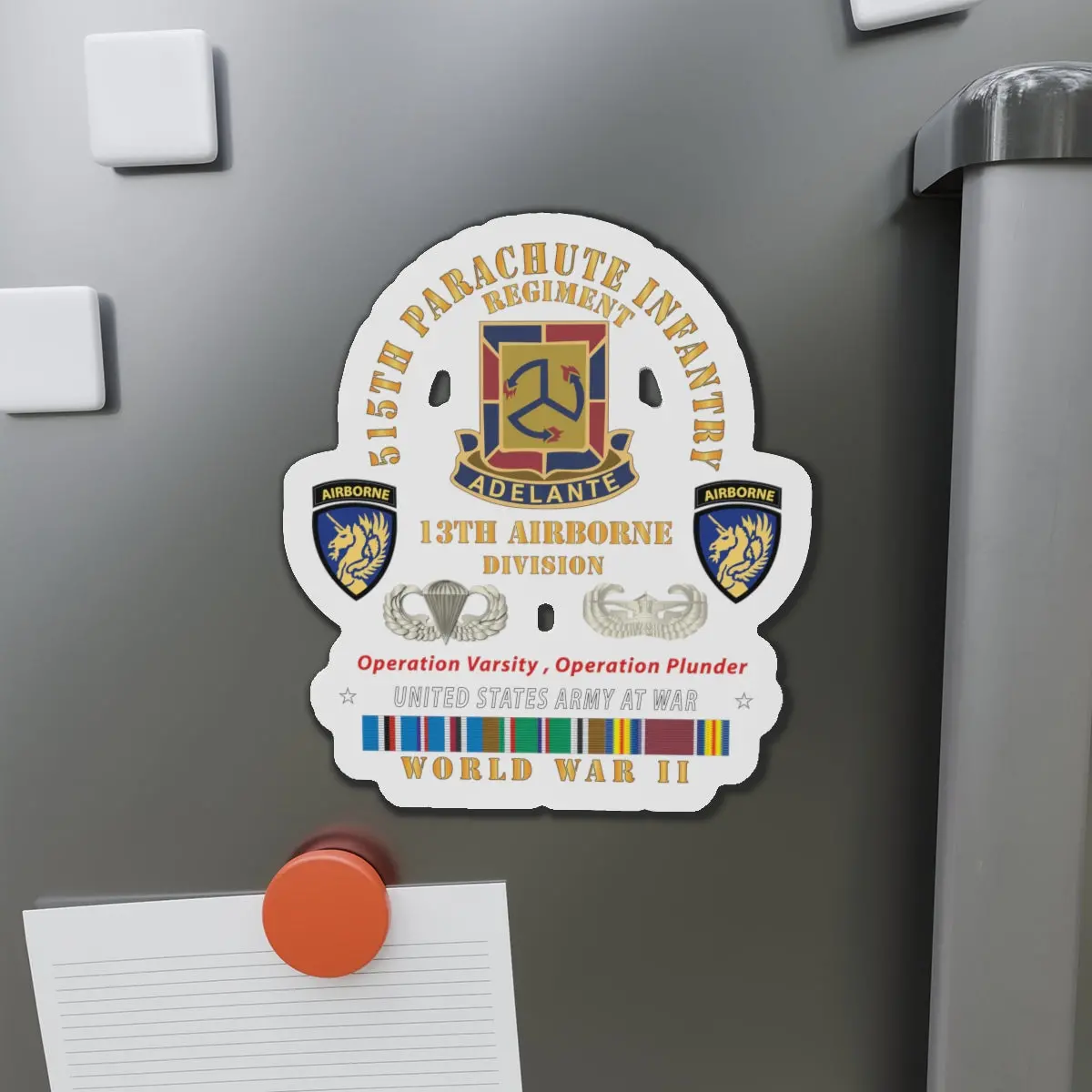 Die-Cut Magnets - Army - 515Th Parachute Infantry Regiment - Dui - 13Th Airborne Div W Parachute - Eur Svc Wwii X 300 1