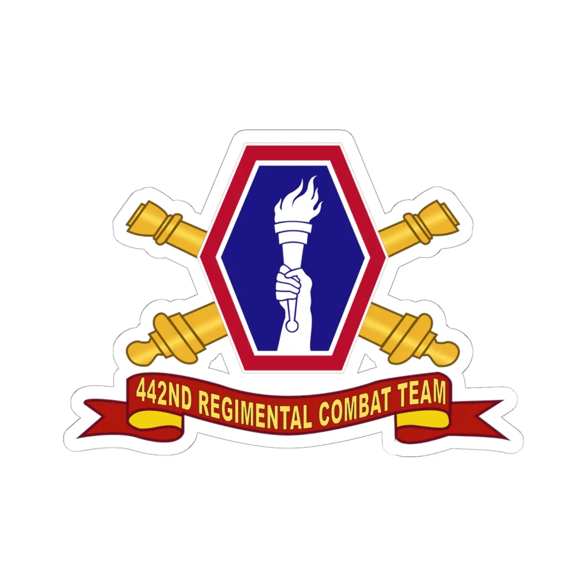 Kiss-Cut Stickers - Army - 442Nd Infantry Regimental Combat Team W Artillery Br - Ssi - Ribbon 1