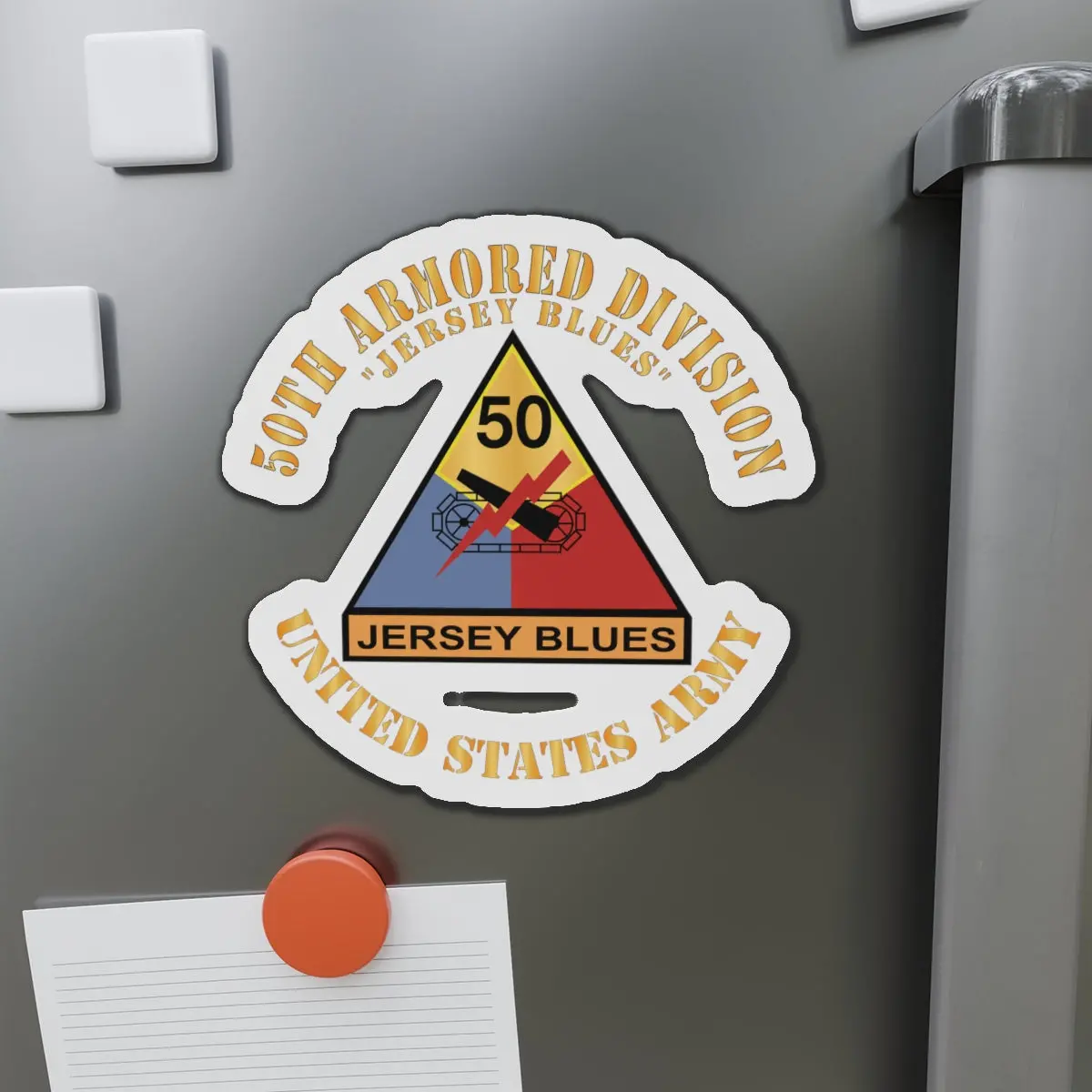 Die-Cut Magnets - Army - 50Th Armored Division - Ssi - Jersey Blues - Jersey Blues - Us Army X 300 1