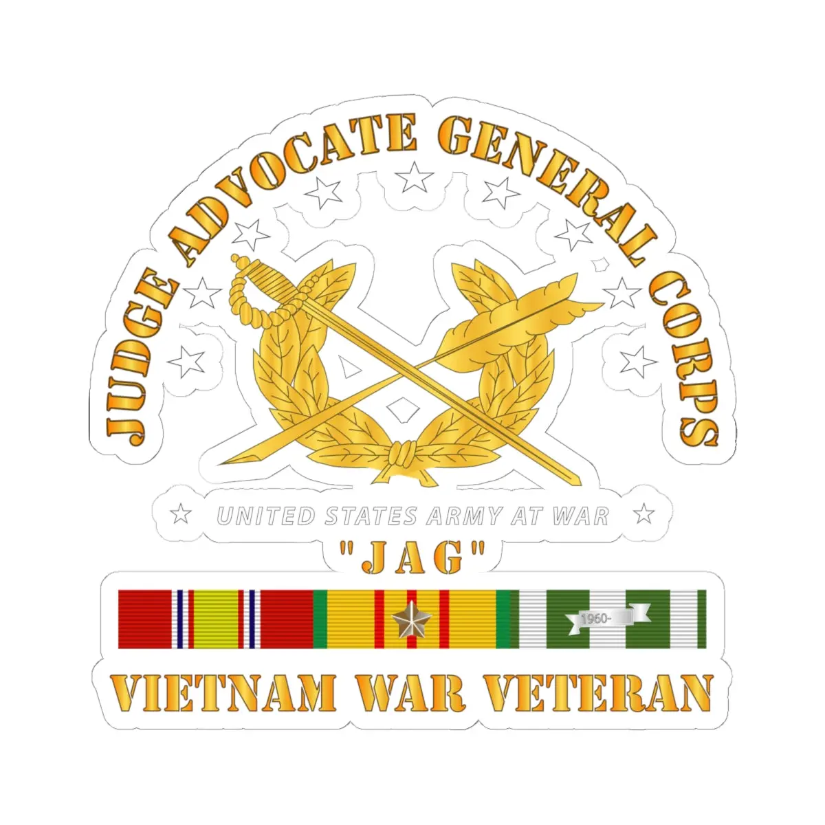 Kiss-Cut Stickers - Army - Jag Branch W Vn Svc 1