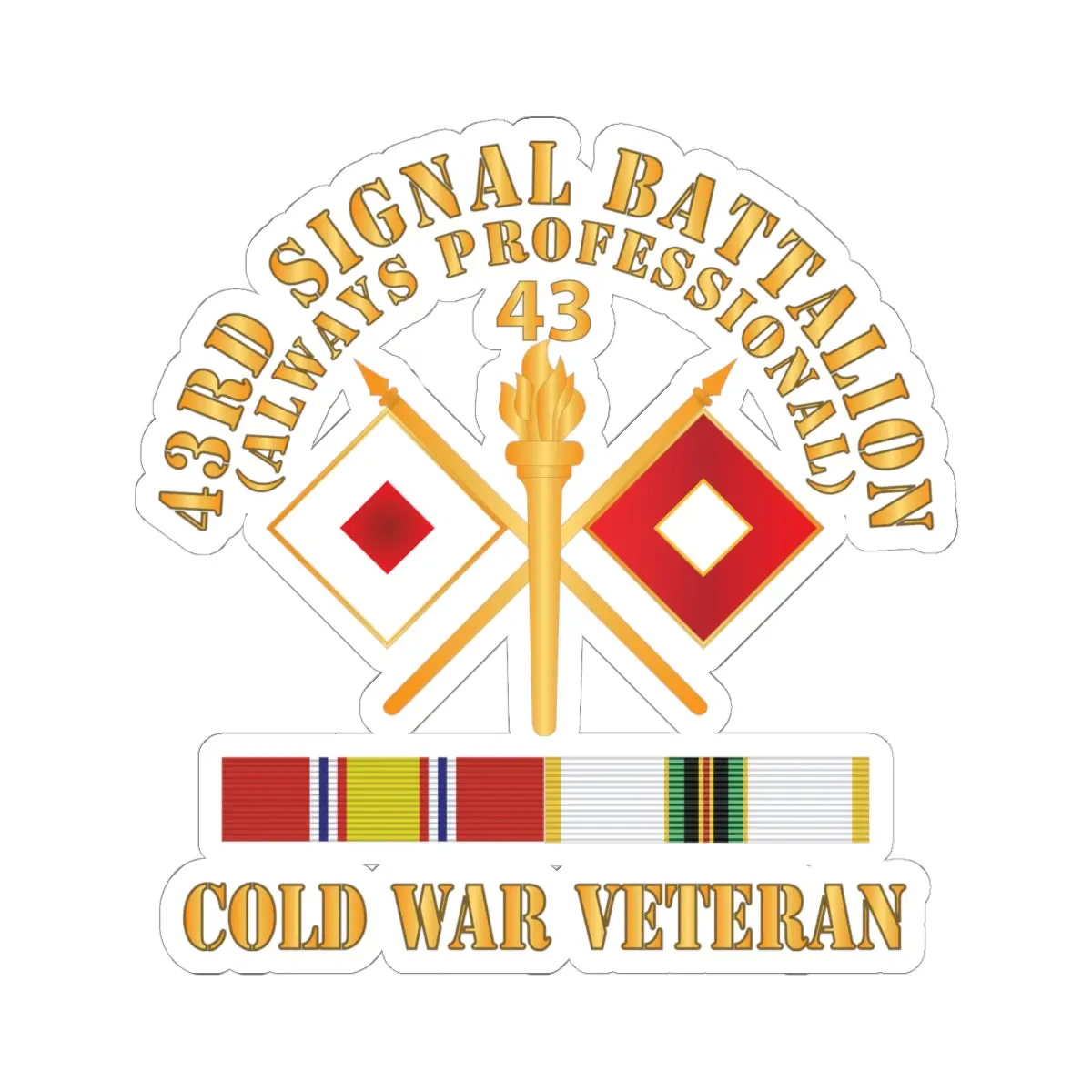 Kiss - Cut Stickers - Army - 43Rd Signal Battalion - Cold War Veteran W Cold Svc X 300 1
