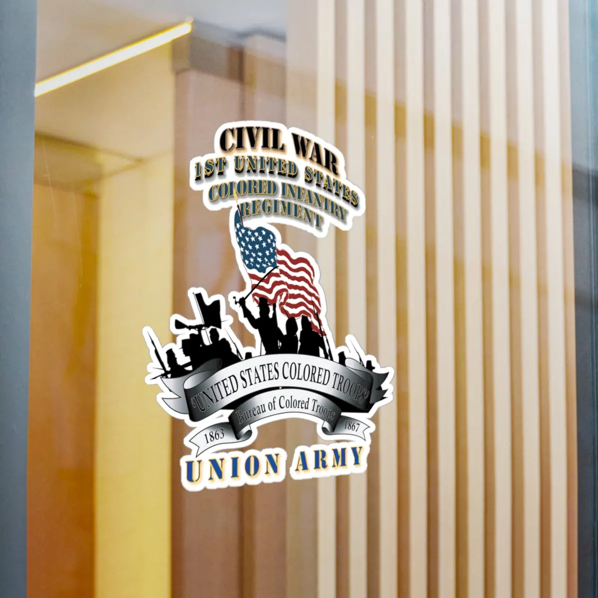 Kiss-Cut Vinyl Decals - Civil War - 1St United States Colored Infantry Regiment With Usct Bureau Banner - Usa X 300 1