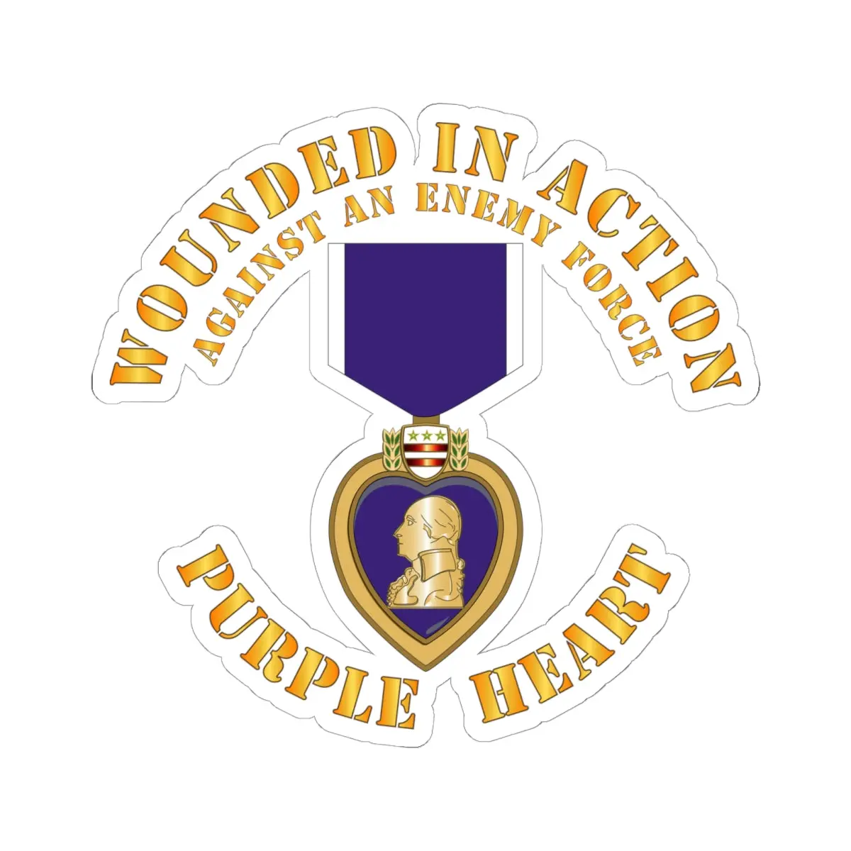 Kiss-Cut Stickers - Wounded In Action - Purple Heart - Against Enemy X 300 1