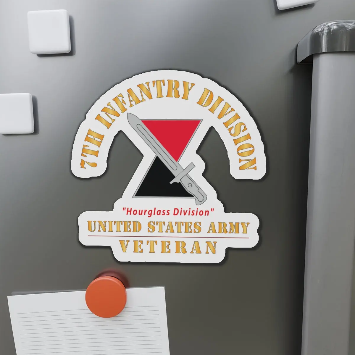 Die-Cut Magnets - Army - Dui - 7Th Infantry Division - Hourglass Division - Us Army Veteran X 300 1