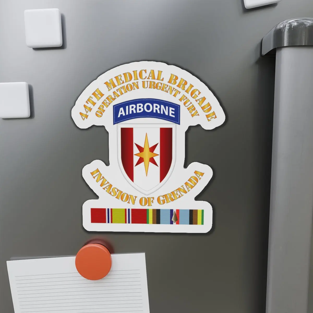 Die-Cut Magnets - Army - Grenada - 44Th Med Bde Operation Urgent Fury W Svc Ribbons 1