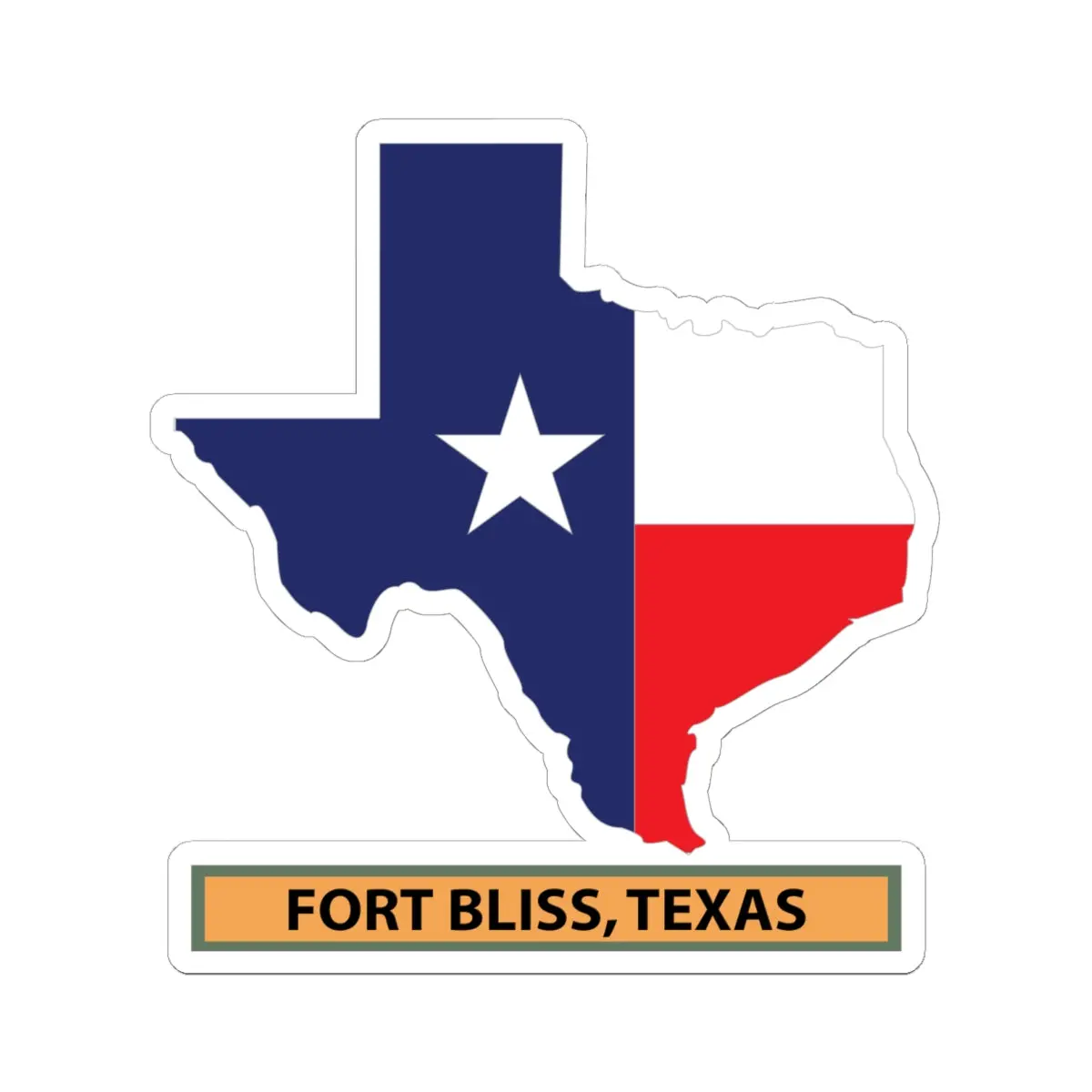 Kiss-Cut Stickers - Texas Map Overprint With Texas State Flag - Fort Bliss,Texas X 300 1