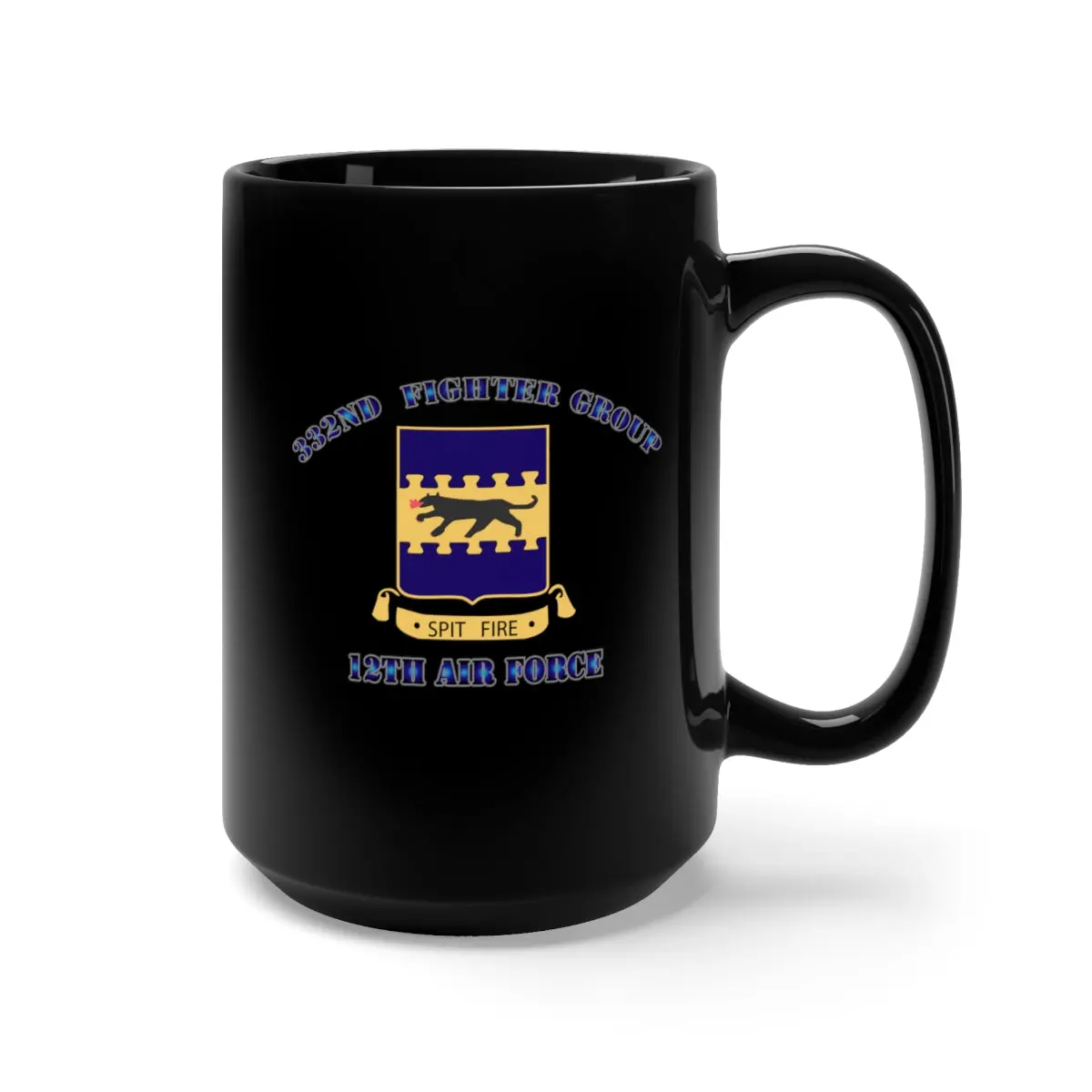 Black Mug 15Oz - Acc - Ssi - Usaaf - Wwii - 12Th Air Force - 332Nd Fighter Group With Text 1