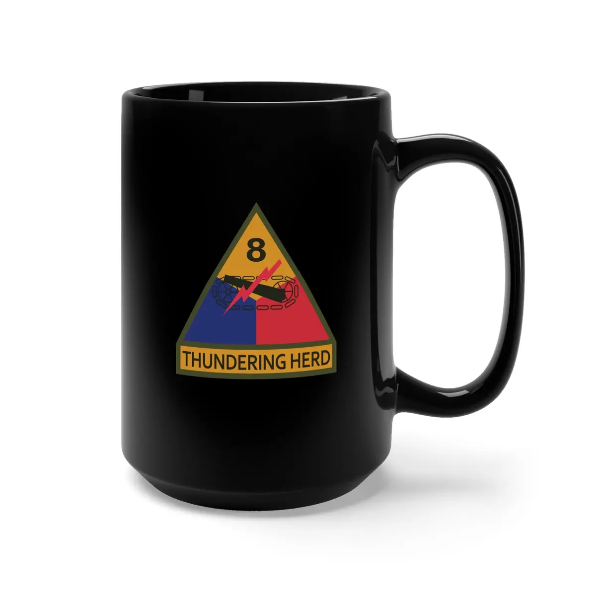 Black Mug 15Oz - Ssi - 8Th Armored Division W Name Tape X 300 2