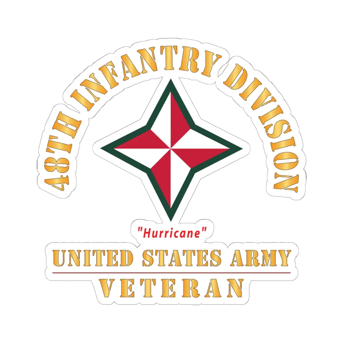 Kiss-Cut Stickers - Army - Ssi - 48Th Infantry Division - Hurricane - Us Army Veteran X 300 1