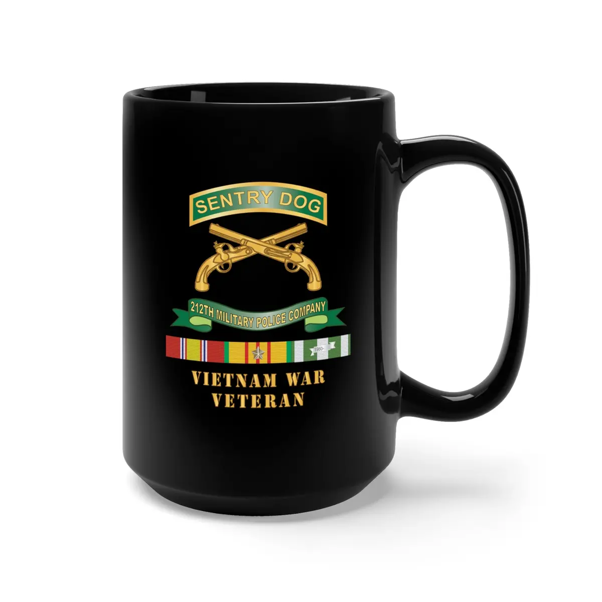Black Mug 15Oz - Sentry Dog - 212Th Military Police Company W Br - Ribbon Vietnam War Veteran W Vn Svc X 300 2