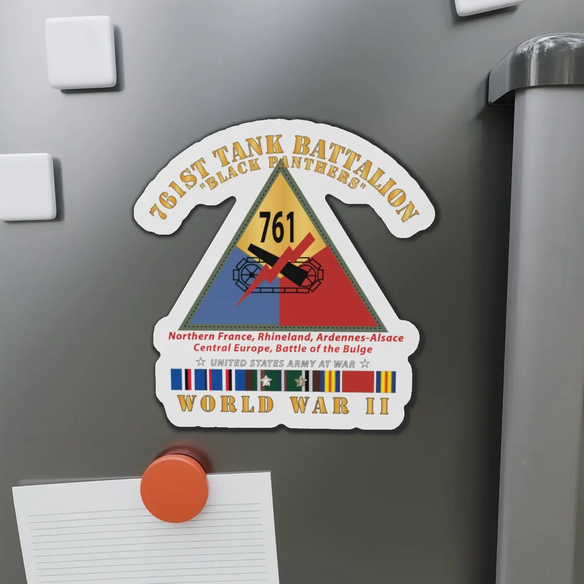 Die-Cut Magnets -Ssi - Army - 761St Tank Battalion - Black Panthers - W Ssi Wwii  Eu Svc 1