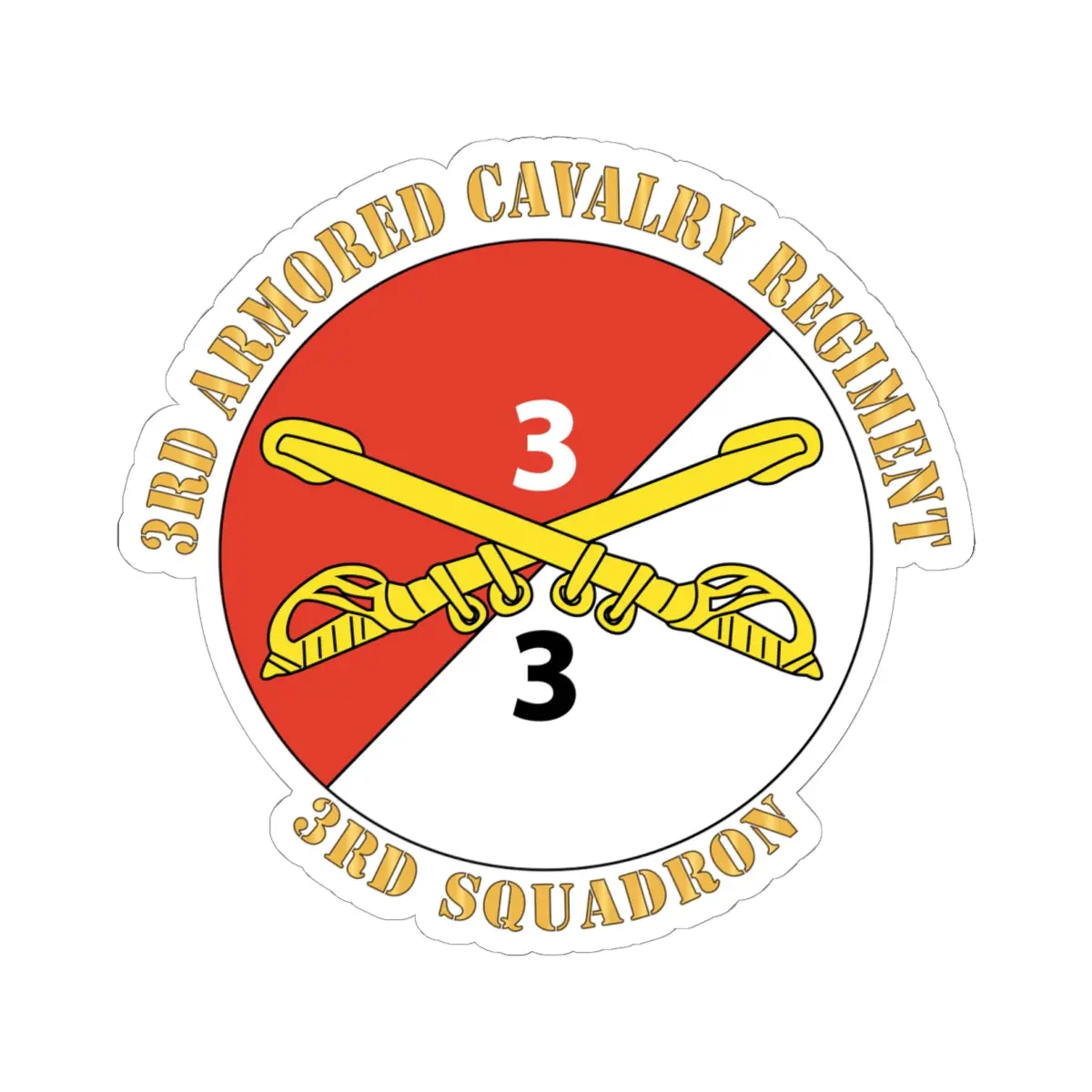 Kiss-Cut Stickers - Army - 3Rd Squadron - 3Rd Armored Cavalry Regiment With Text 1