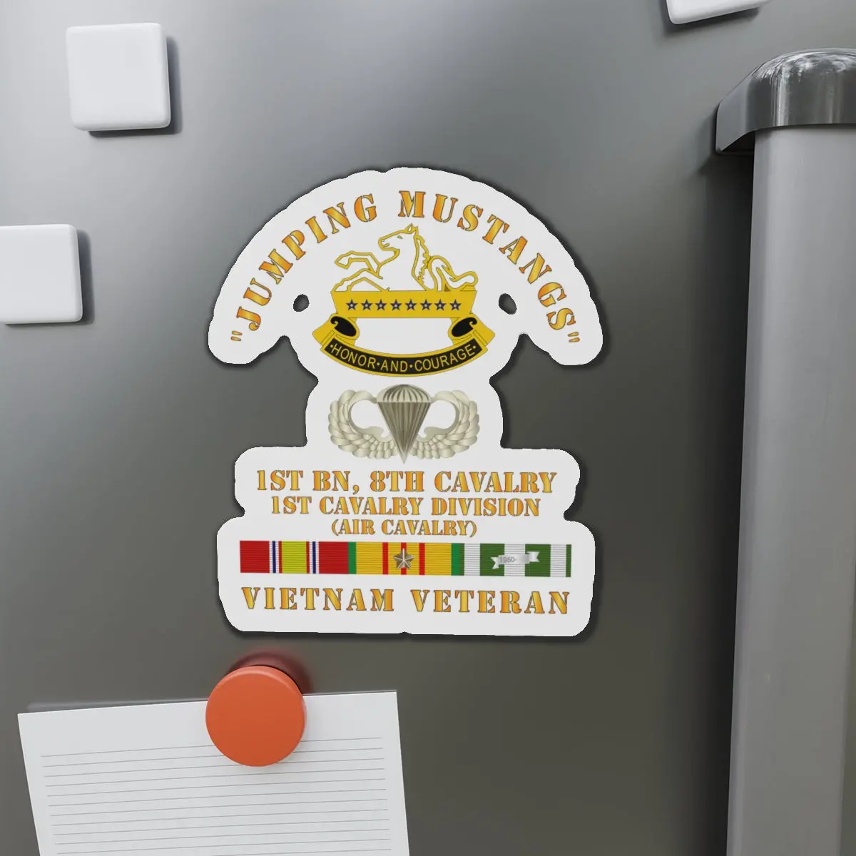 Die-Cut Magnets - Army - Jumping Mustangs W Dui - Abn Basic - 1St Bn 8Th Cav W Vn Svc 1