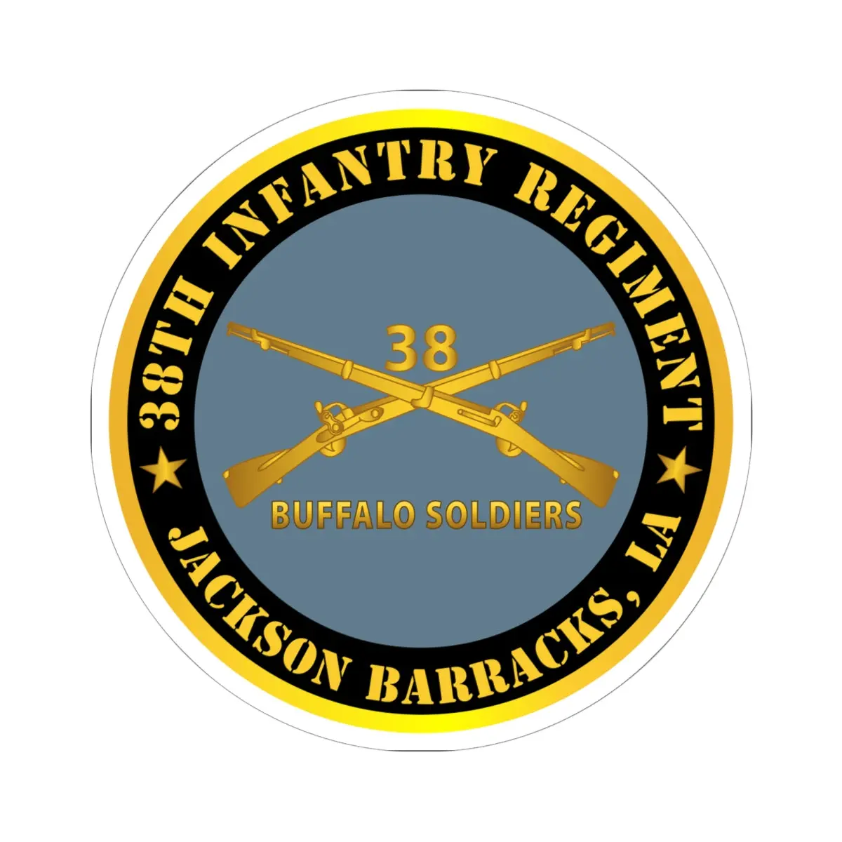 Kiss-Cut Stickers - Army - 38Th Infantry Regiment - Buffalo Soldiers - Jackson Barracks, La W Inf Branch 1