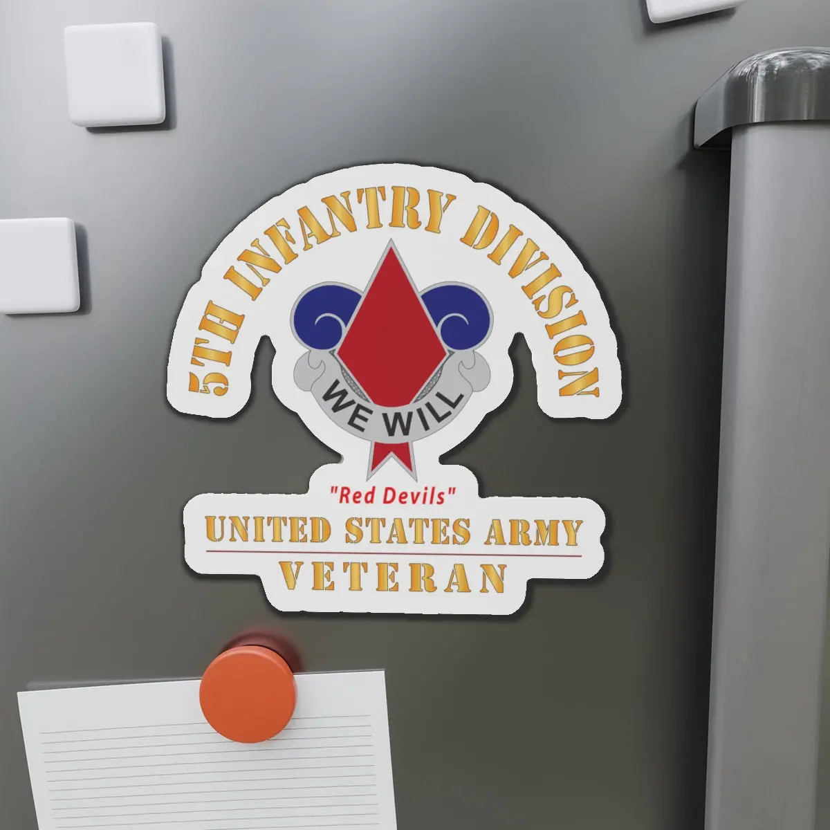 Die-Cut Magnets - Army - Dui - 5Th Infantry Division - Red Devils - Us Army Veteran X 300 1