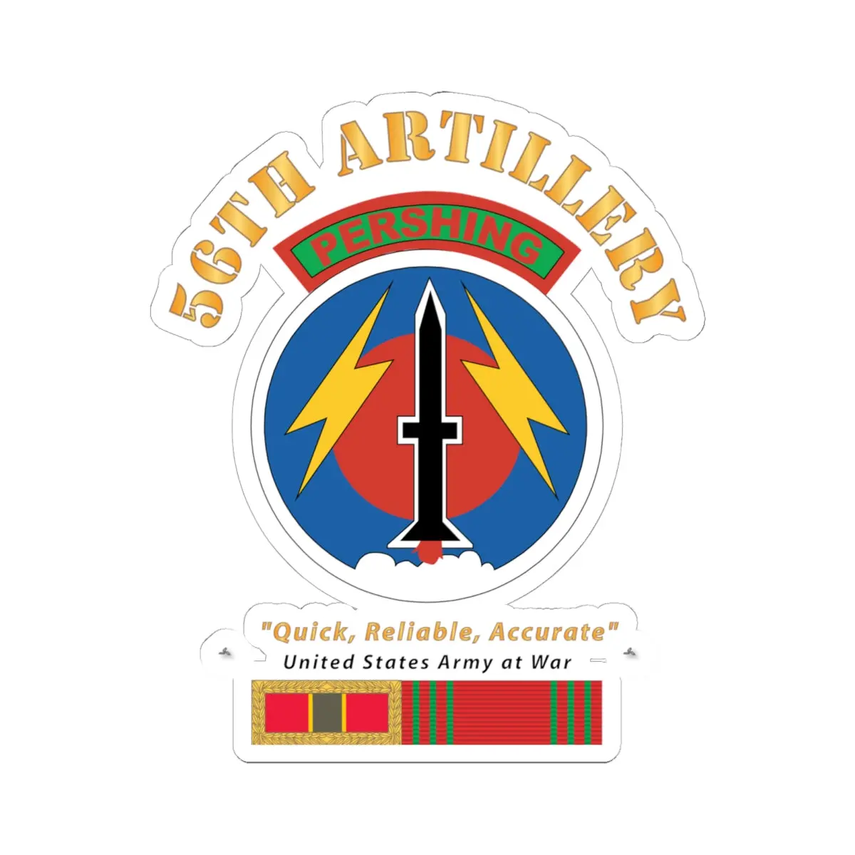 Kiss - Cut Stickers - Army - 56Th Artillery - Pershing W Svc Medals 1