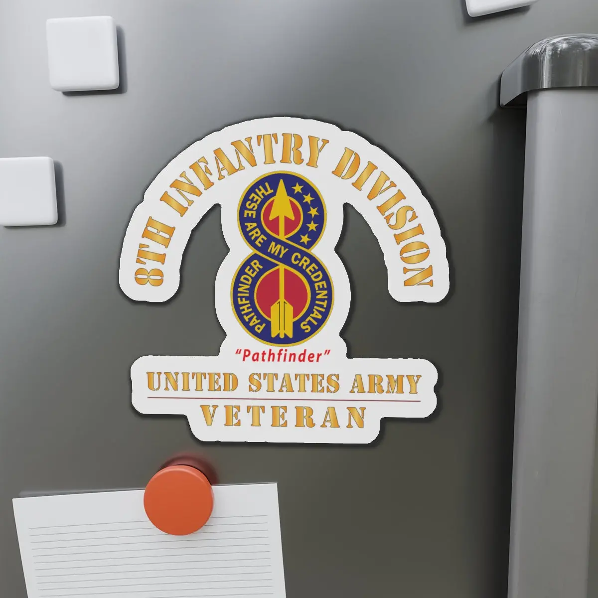 Die-Cut Magnets - Army - Dui - 8Th Infantry Division - Pathfinder - Us Army Veteran X 300 1