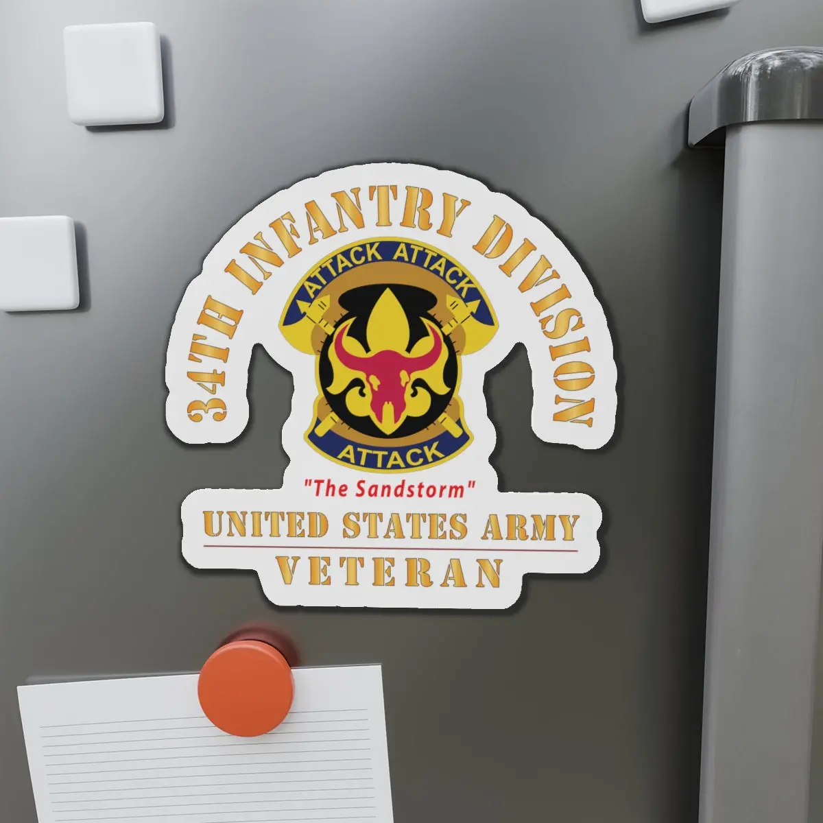Die-Cut Magnets - Army - Dui - 34Th Infantry Division - The Sandstorm - Us Army Veteran X 300 1