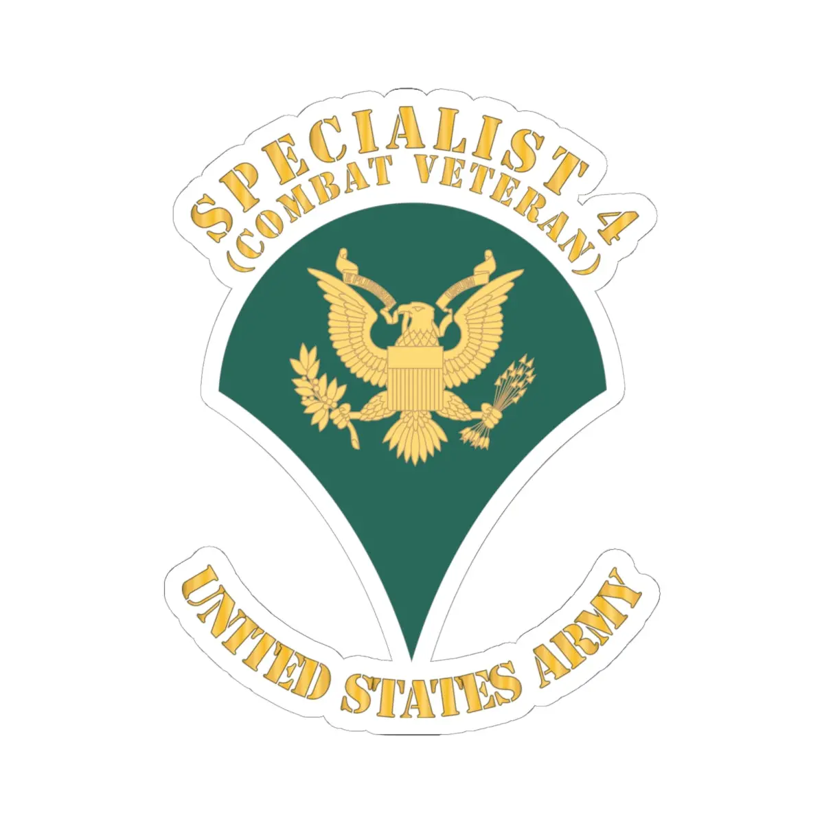 Kiss-Cut Stickers - Army - Enlisted - Spc 4 - Specialist 4  - Std - Combat Veteran X 300 1