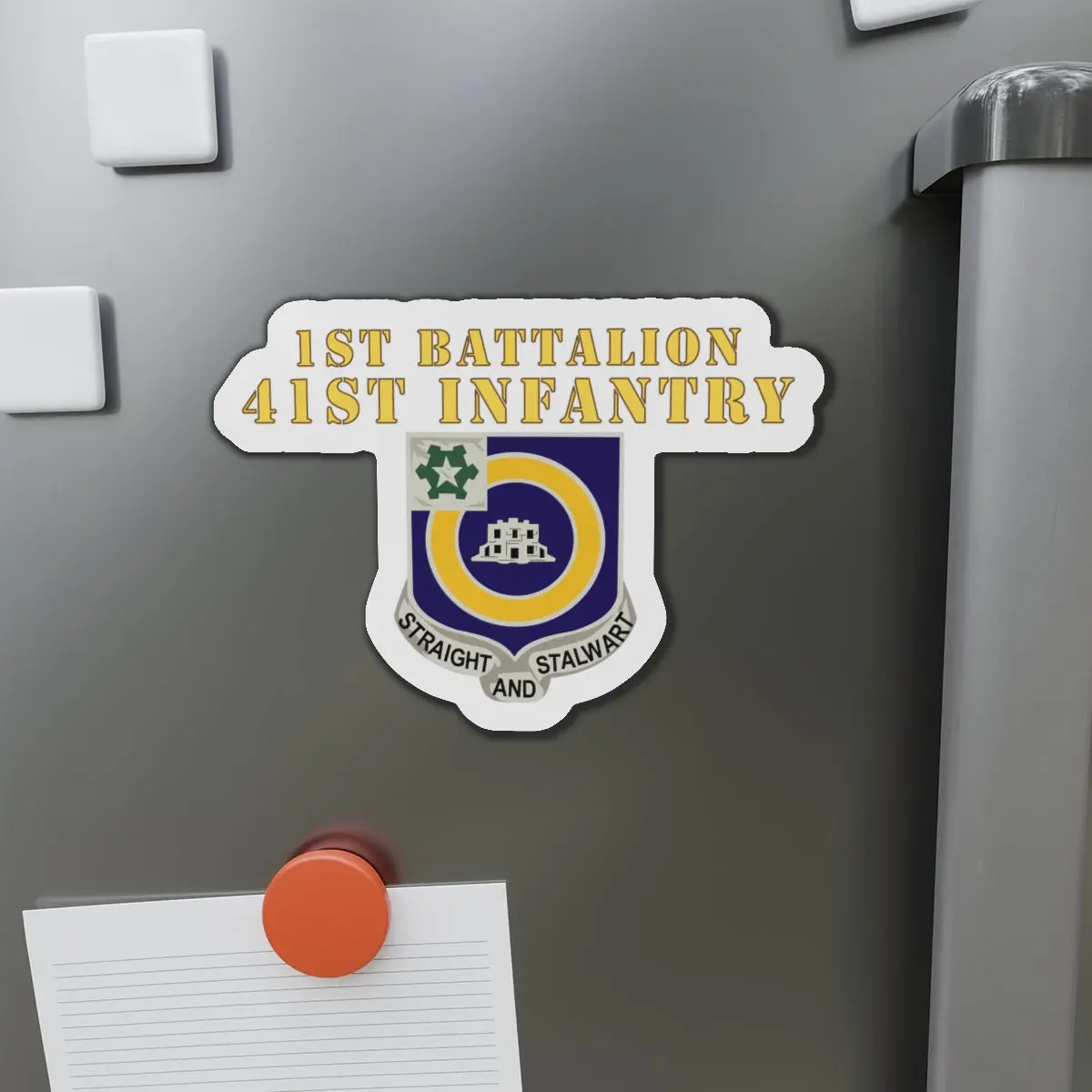 Die-Cut Magnets - Army - 1St Bn 41St  Infantry - Dui X 300 - Hat 1