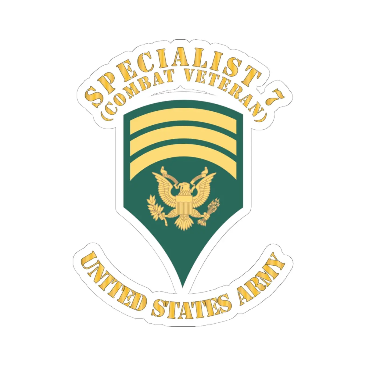 Kiss-Cut Stickers - Army - Enlisted - Spec 7 - Specialist 7  - Std - Retired X 300 1