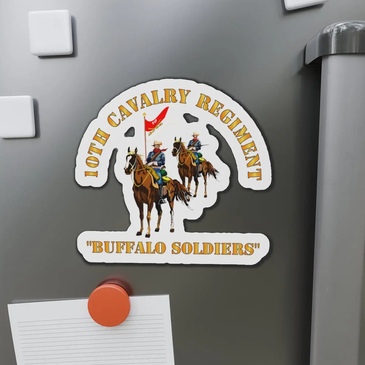 Die-Cut Magnets - 10Th Cavalry Regiment W Cavalrymen - Buffalo Soldiers 1