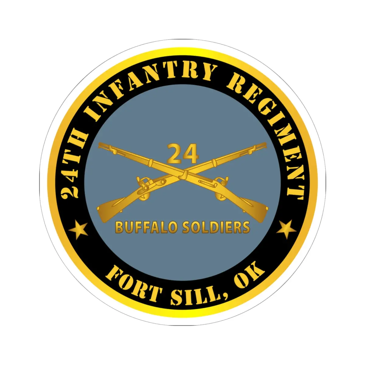 Kiss-Cut Stickers - Army - 24Th Infantry Regiment - Fort Sill, Ok - Buffalo Soldiers W Inf Branch 1
