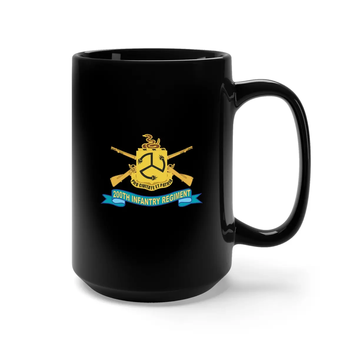 Black Mug 15Oz - Army - 200Th Infantry Regiment - Dui W Br - Ribbon X 300 2