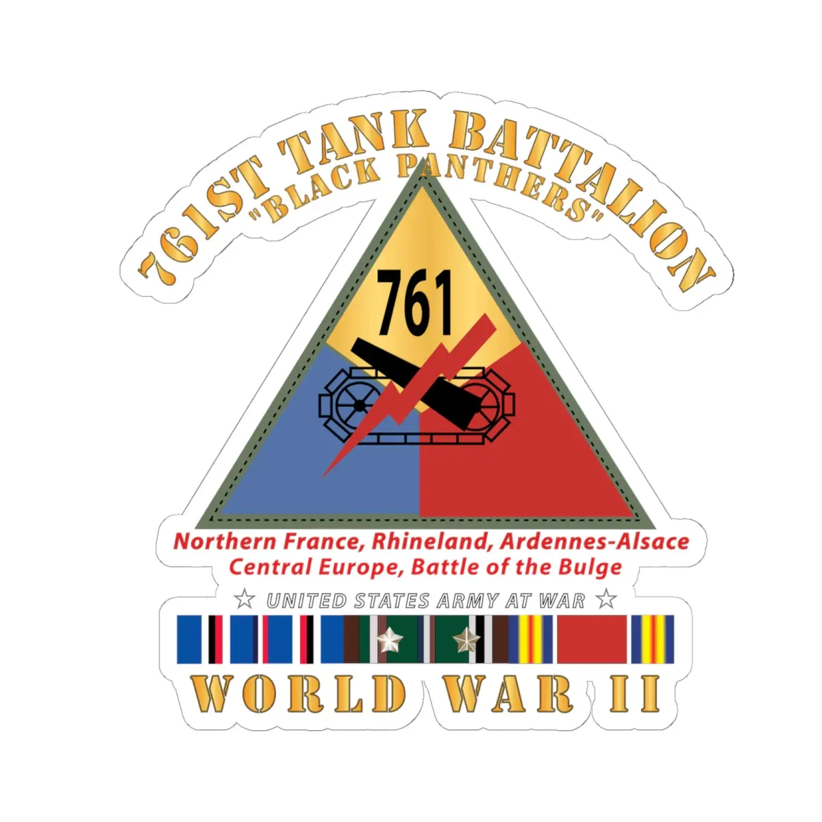 Kiss-Cut Stickers - Army - 761St Tank Battalion - Black Panthers - W Ssi Wwii  Eu Svc 1
