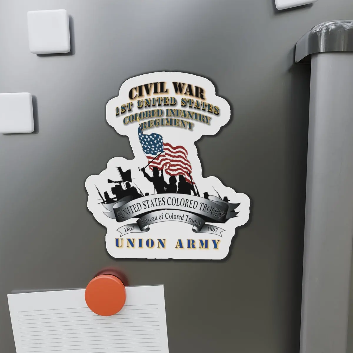 Die-Cut Magnets -Ssi -Civil War - 1St United States Colored Infantry Regiment With Usct Bureau Banner - Usa X 300 1