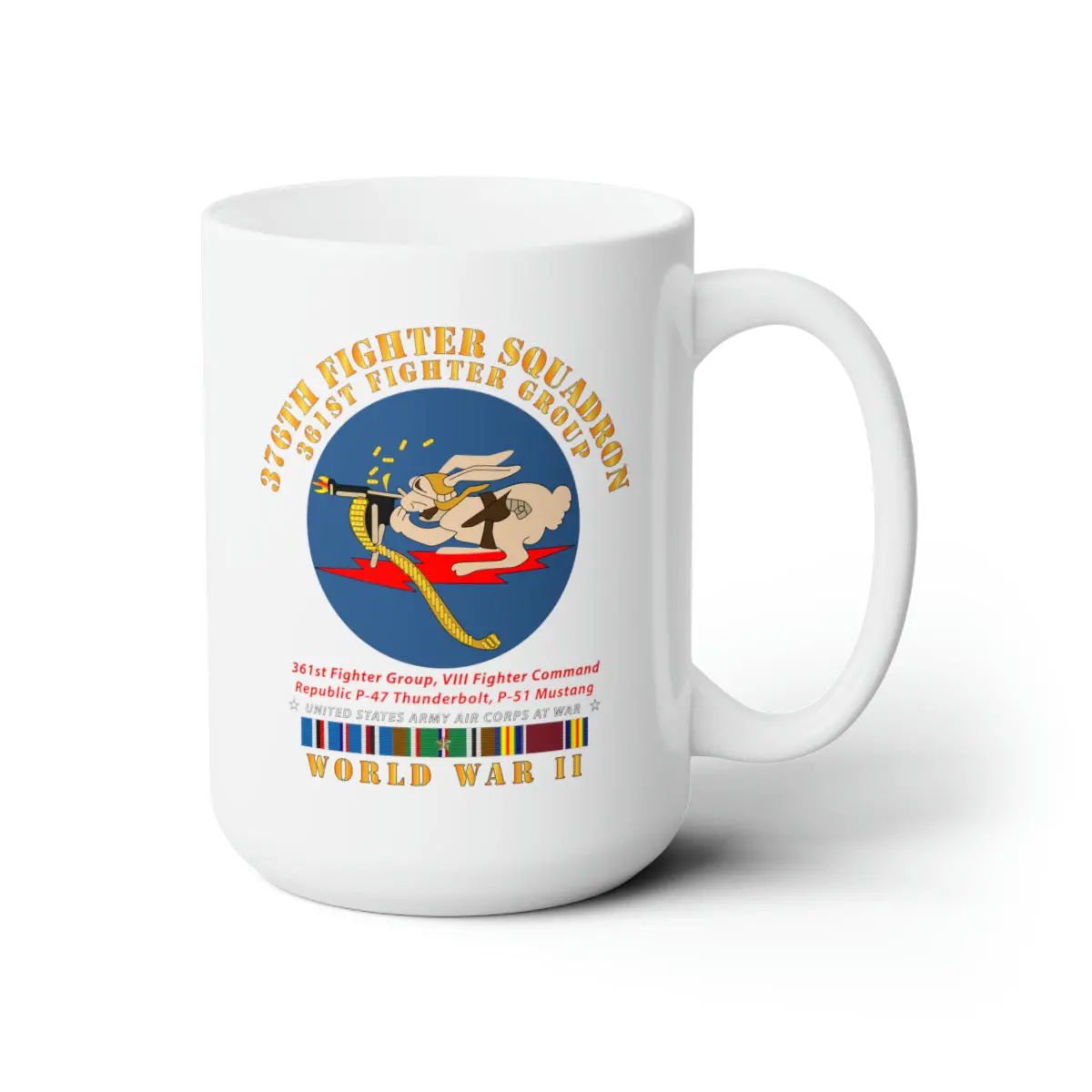 White Ceramic Mug 15Oz - Army - 376Th Fighter Squadron - Aac At War W Wwii Eu Svc 2