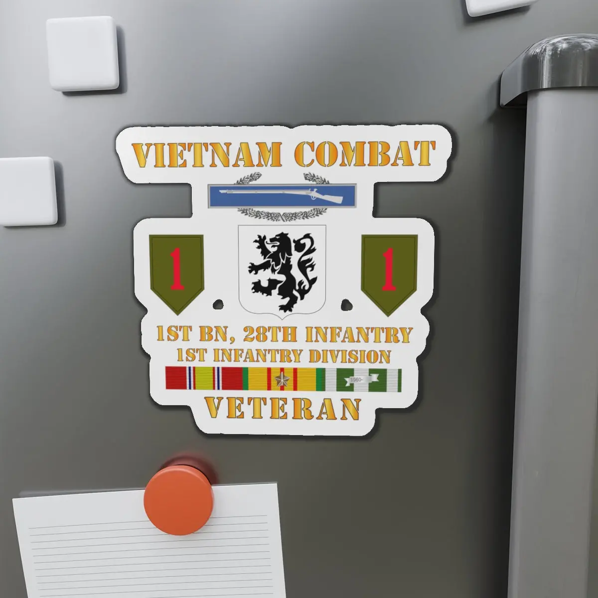 Die-Cut Magnets - Army - Vietnam Combat Infantry Veteran W 1St Bn 28Th Inf 1St Inf Div 1