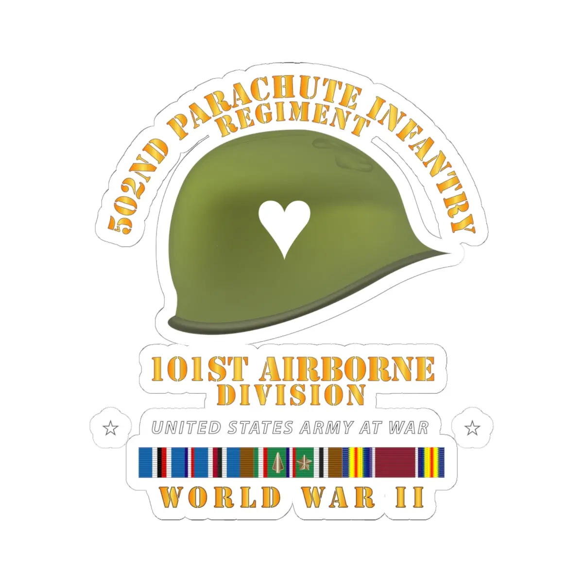 Kiss-Cut Stickers - Army  - 502Nd Pir 101St  Helmet - Wwii W Eur Svc 1
