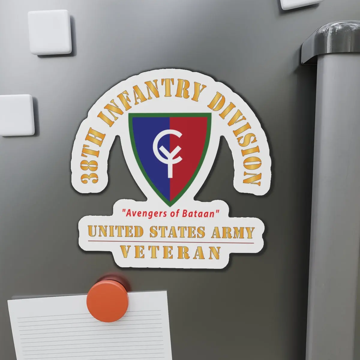 Die-Cut Magnets - Army - Ssi - 38Th Infantry Division - Avengers Of Bataan - Us Army Veteran X 300 1