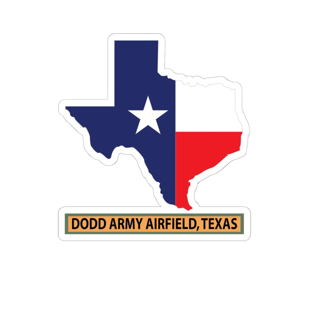 Kiss-Cut Stickers - Texas Map Overprint With Texas State Flag - Dodd Army Airfield, Texas X 300 1