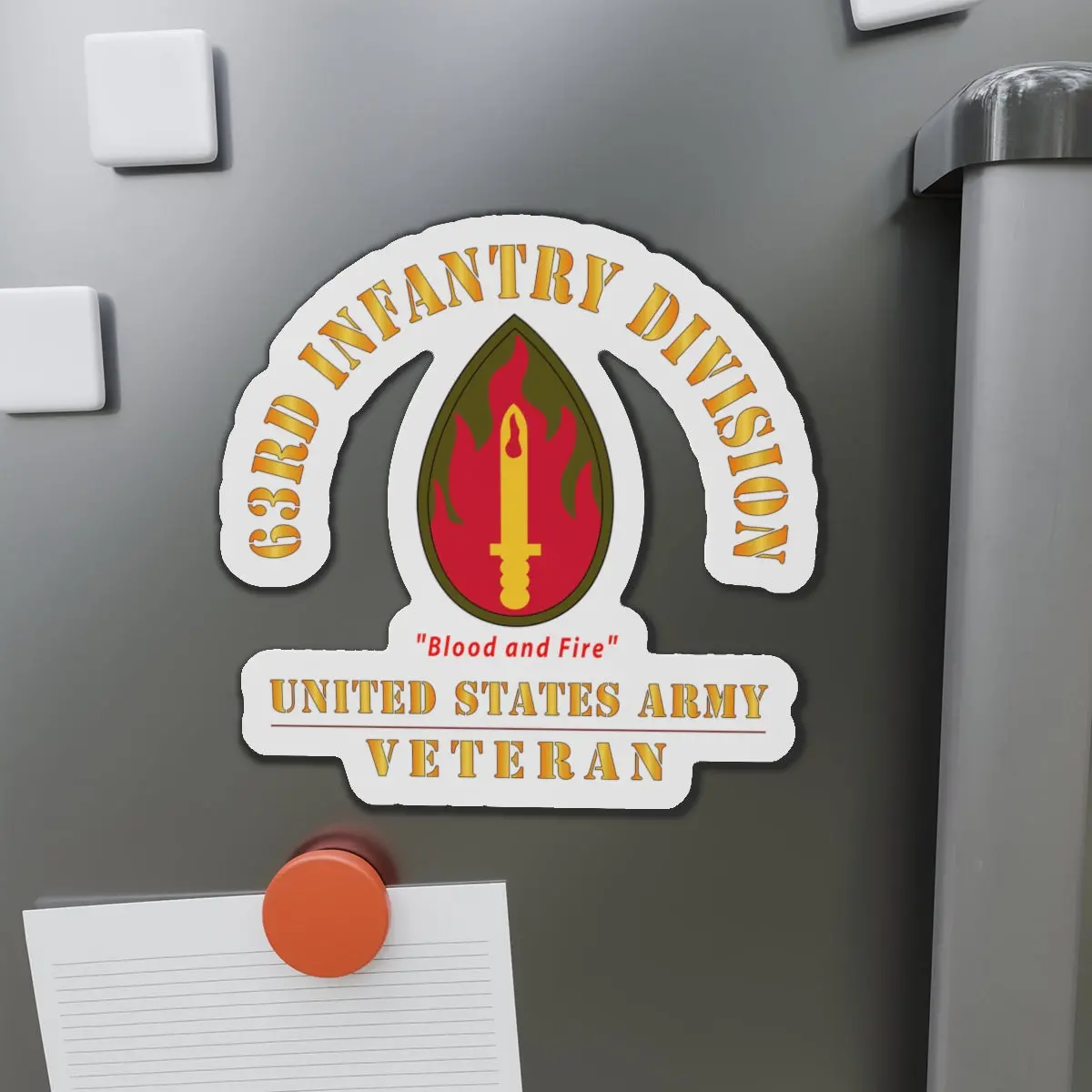Die-Cut Magnets - Army - Ssi - 63Rd Infantry Division - Blood And Fire - Us Army Veteran X 300 1