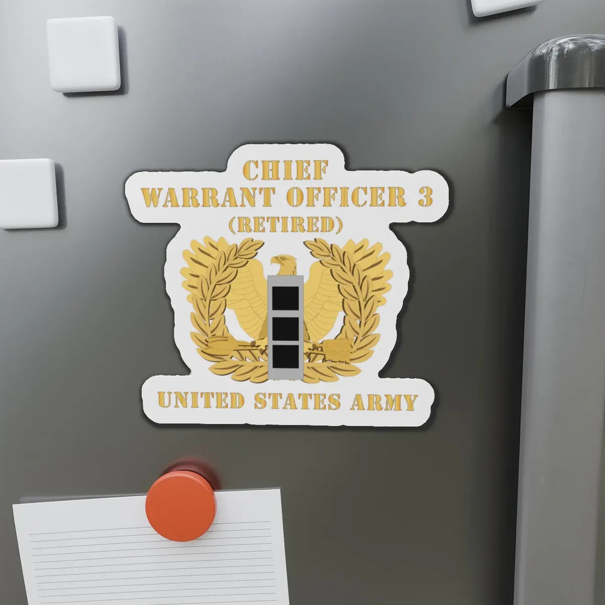 Die-Cut Magnets -Ssi - Army - Chief Warrant Officer - Cw03 - Retired - Flat - Eagle And Bar X 300 1