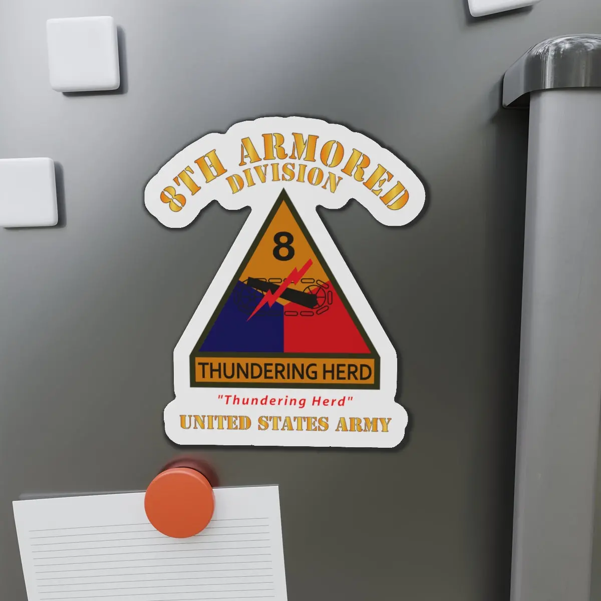 Die-Cut Magnets - Army - Ssi - 8Th Armored Division W Name Tape - Thundering Herd - Us Army X 300 1