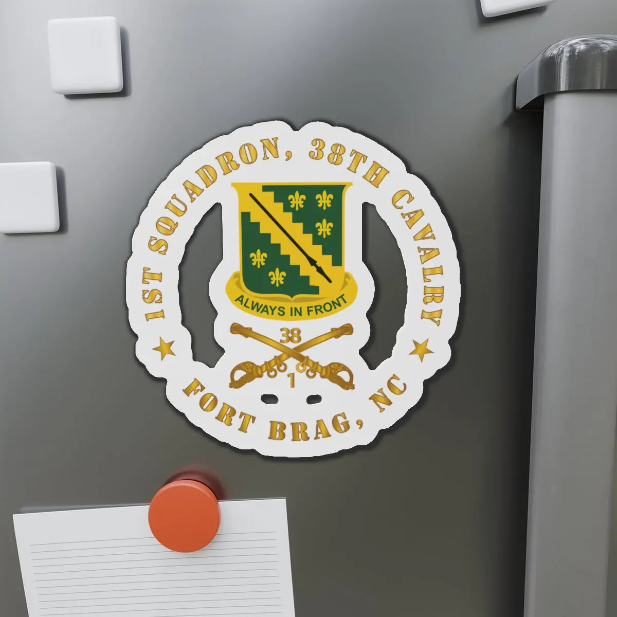 Die-Cut Magnets - Army - 1St Squadron, 38Th Cavalry - Fort Bragg, Nc W Dui - Cav Branch  Wo Bck X 300 1
