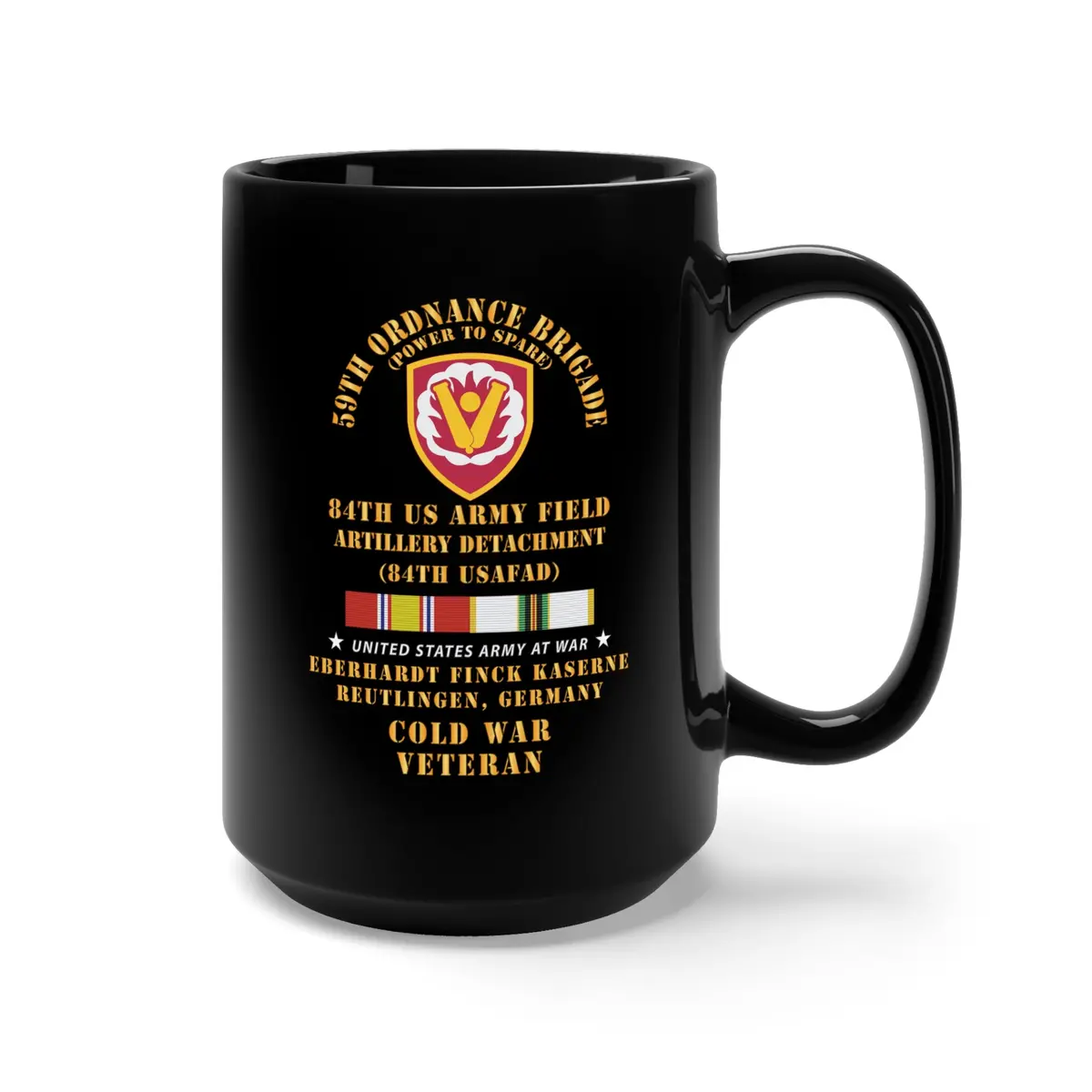 Black Mug 15Oz - 59Th Ordnance Brigade - Ssi - 84Th Usafad - Eberhardt Finch Kaserne Reutlifen Cold Svc X 300 2