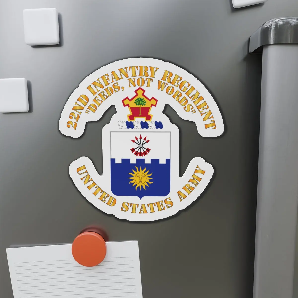 Die-Cut Magnets - Army - Coa - 22Nd Infantry Regiment - Deed Not Words 1