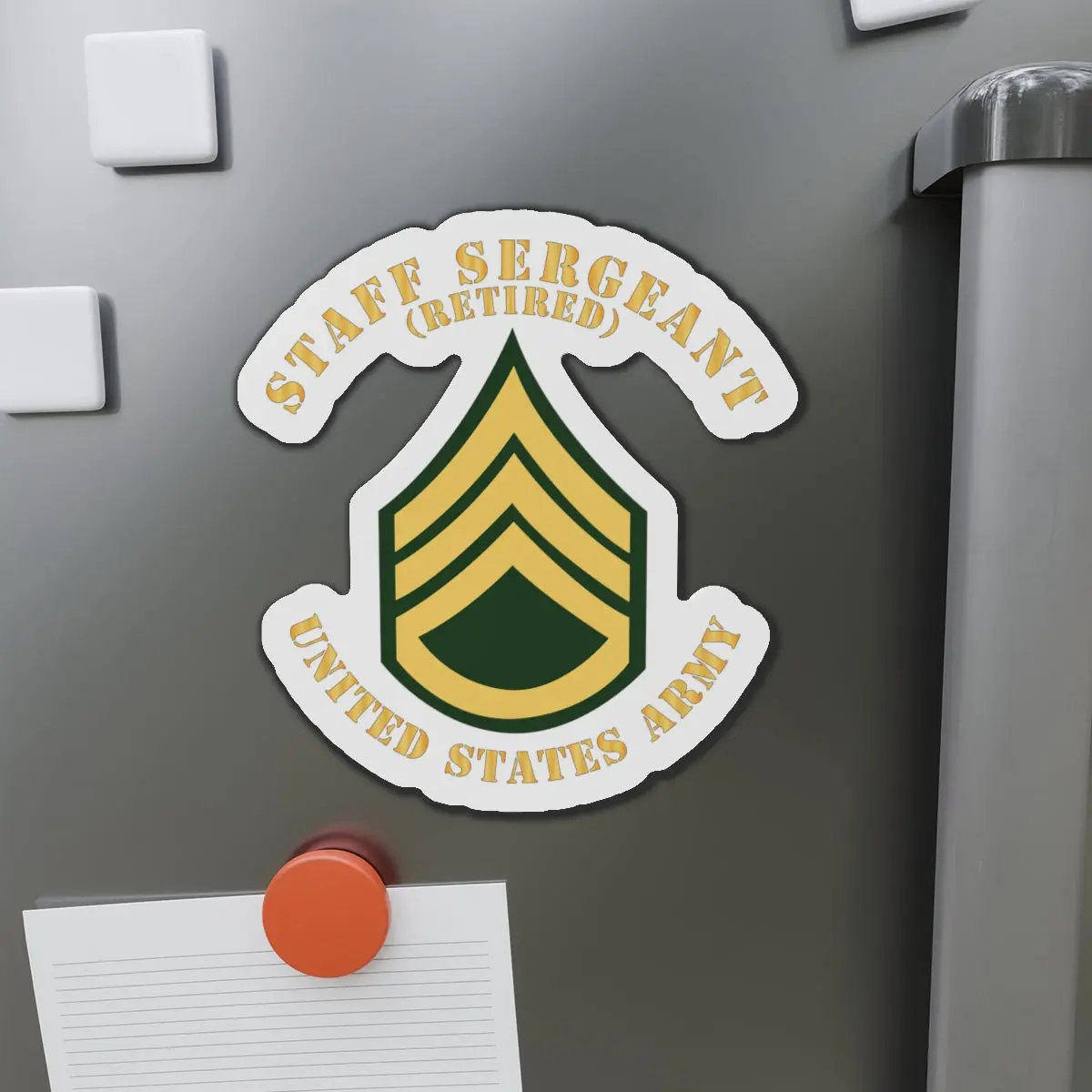Die-Cut Magnets -Ssi -  Army - Staff Sergeant - Ssg - Retired - Flat X 300 1