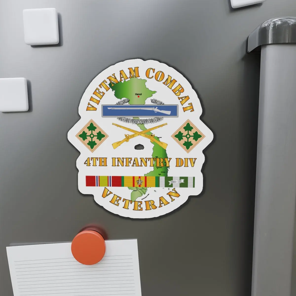 Die-Cut Magnets - Army - Vietnam Combat Infantry Veteran W 4Th Inf Div Ssi V1 1