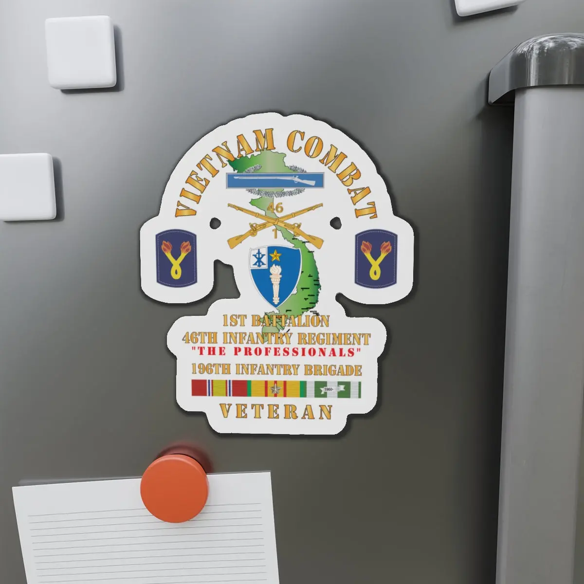 Die-Cut Magnets - Army - Vietnam Combat Veteran W 1St Bn 46Th Inf Regt -The Professionals W Dui - Cib - 196Th Inf Bde X 300 1